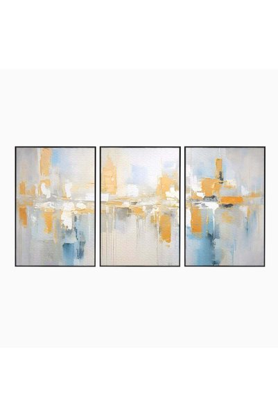 Luxcanva Set 3 Tablouri Canvas Relaxare 240x120 cm (3 x 80x120) cu Rama Negru...