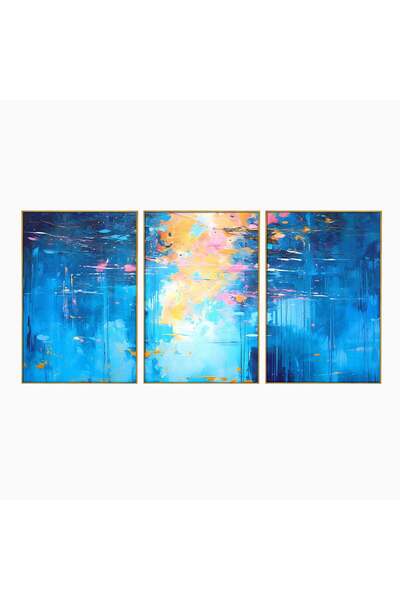 Luxcanva Set 3 Tablouri Canvas Pictura Colorata 120x60 cm (3 x 40x60) cu Rama...