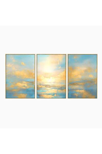 Luxcanva Set 3 Tablouri Canvas Rasarit Deasupra Marii 120x60 cm (3 x 40x60) c...