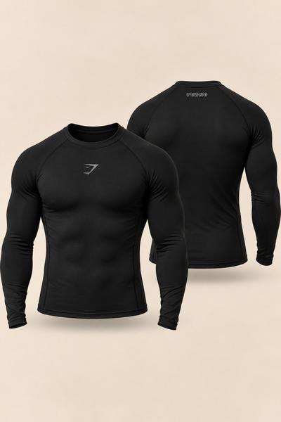 Stylovi GymShark Premium Compression Uzun Kollu Tişört | Sporcu Body Slim Fit...