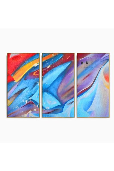 Luxcanva Set 3 Tablouri Canvas Colorful Graffiti 210x140 cm (3 x 70x140) cu R...