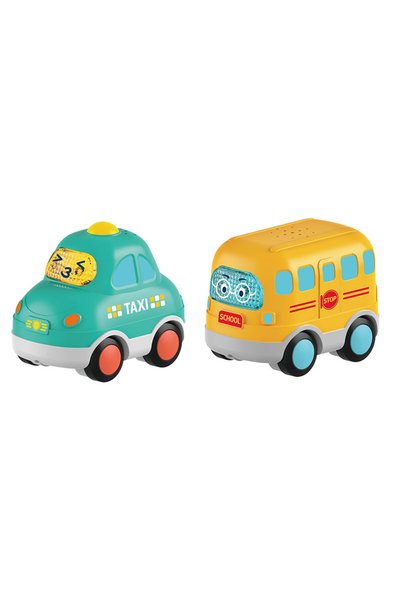 huanger Set de 2 jucării: taxi și autobuz școlar, 12 luni+ - taxi/iscab/C