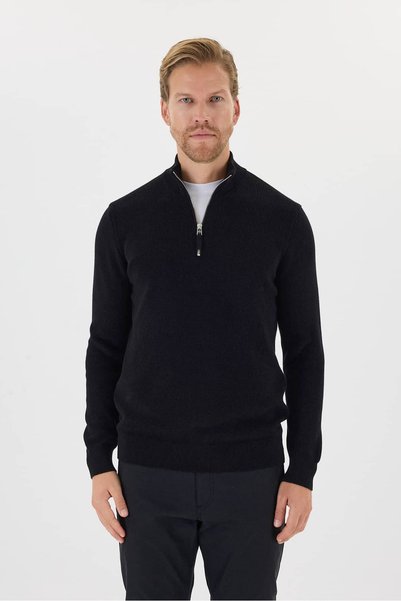Paşahan Half-zip, 100% Cotton selanik knit Sweater