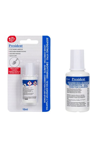 President Corector Lichid 10 ml cu Aplicator Burete – Întindere Ușoară și Usc...