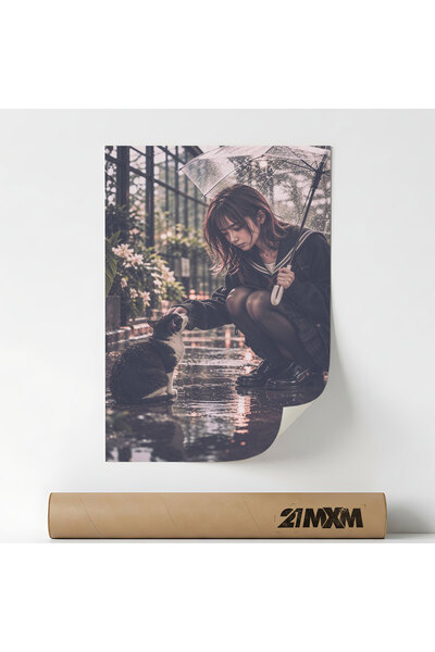 21mxm Poster Decorativ Tematică Anime-Inspired Lifestyle & Nature - 'Rainy Da...