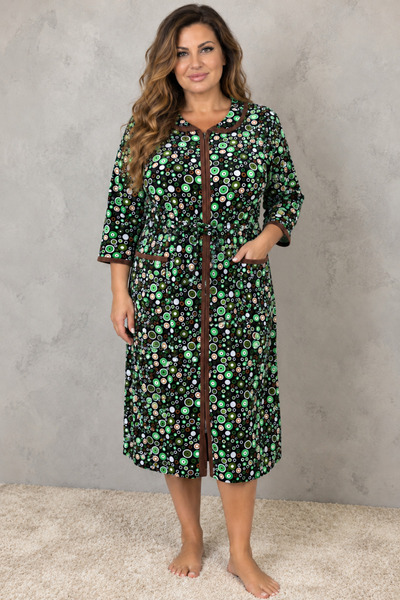 embody Large-Size Velvet Women’s Cardigan with Pockets and a Green Waist Tie