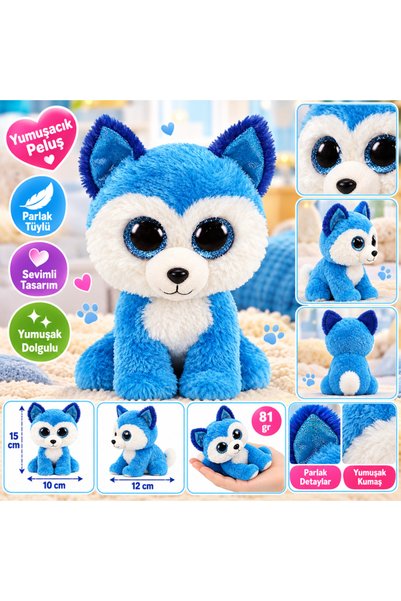 NW NessiWorld Blue Husky Plush Dog "Prince," 15 cm