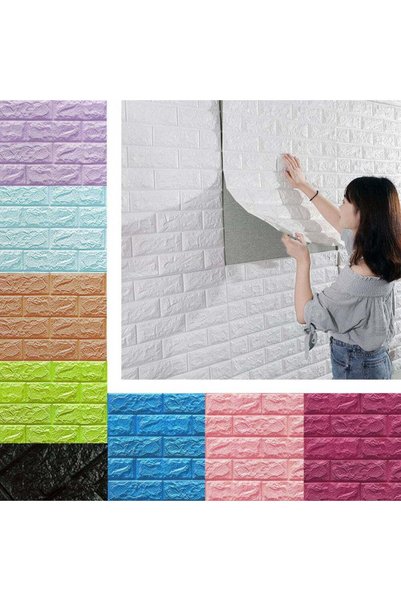 NO BRAND Set 5 Buc Tapet autoadeziv 3D (design caramida) 70*77cm 3D diverse c...
