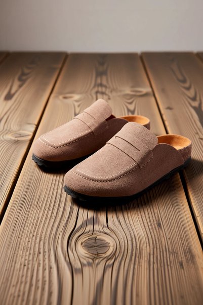 BENERLY Women's Genuine Suede Leather Open Back Slippers with Orthopedic Supp...