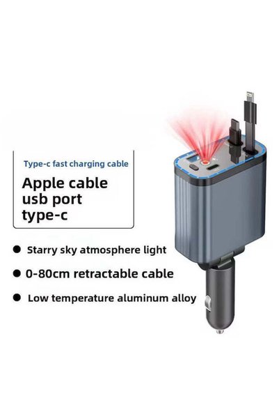 NO BRAND Incarcator auto 4 in 1, adaptor bricheta 12V-5V/2.4 QC/PD, cu cablur...