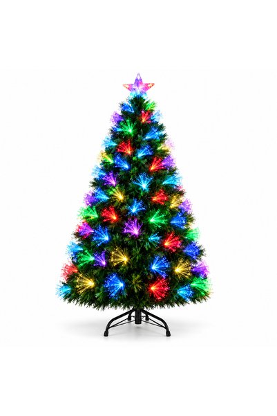 Luxis Brad de Crăciun cu fibră optică, 1,8 m, 200 LED-uri și stea luminoasă