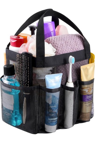 Lifewit Mesh Toiletry Bags For Men and Women, Beach Tote bag, 1 Pack, Black
