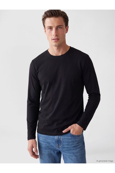 LC Waikiki Rmz Gi̇yi̇m Farkiyla Zero Roba Collar Long Sleeve Men's T-Shirt