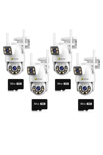 NO BRAND Set 4 Camere de supraveghere Wi-Fi/LAN Jortan 9697QJ, 6MP, PTZ, Colo...