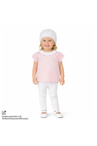 Chicco Caciulita bebelusi tricotata, Alb cu model, 01603-70MFCI