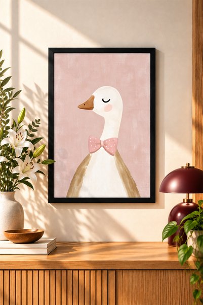 BAMBAŞKA MODA Tablou cu animale drăguțe în ramă de lemn – Decor pentru camera...