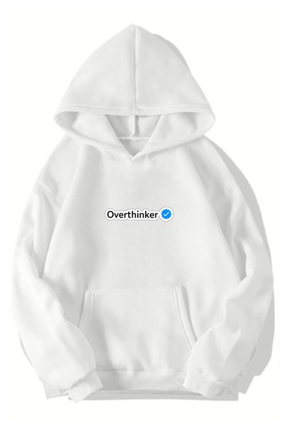 BRZ COLLECTION Unisex Oversized Overthinker Hoodie (WHITE)