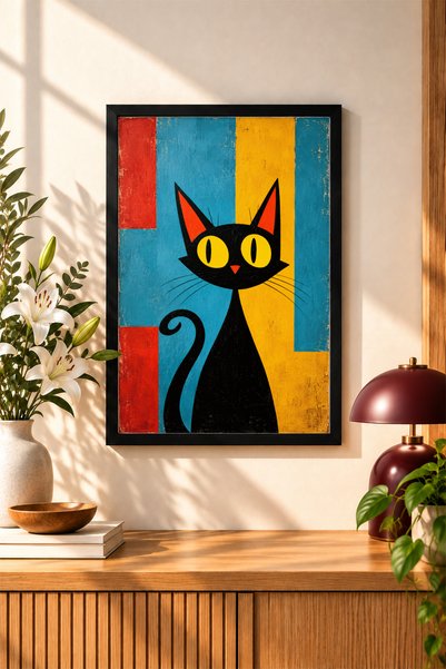 BAMBAŞKA MODA Tablou cu animale drăguțe în ramă de lemn – Decor pentru camera...