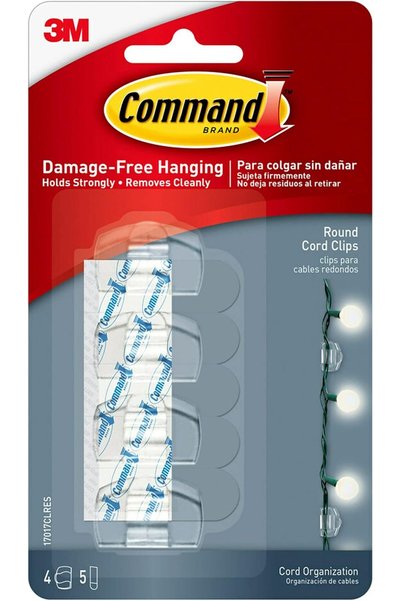 COMMAND Round Cord Small Hanging Clips| Holds 225 gr. each clip | Clear color...