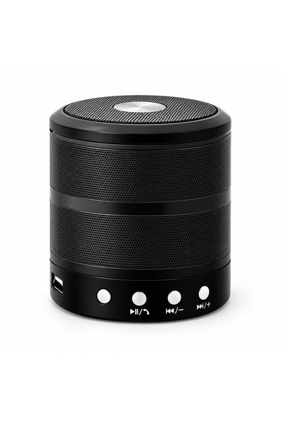 Luxis Compact cylindrical Bluetooth speaker with front controls, black