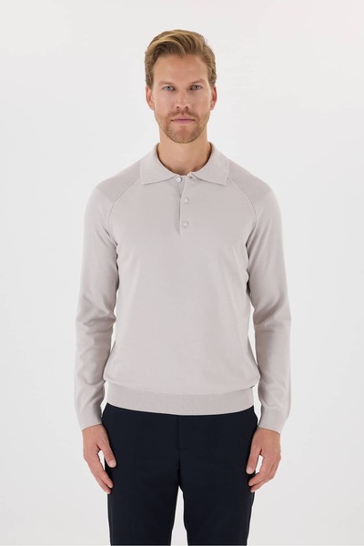 Paşahan Polo Collar Sweater with Shoulder Detail