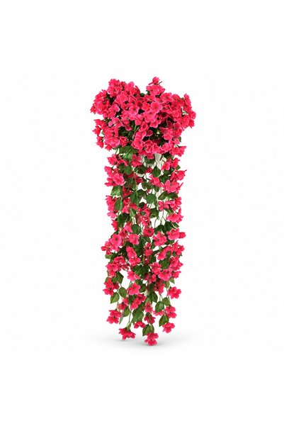 Luxis Flori artificiale curgătoare, frunze verzi și accente florale roz intens