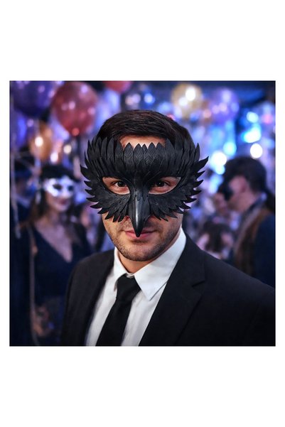 OEM Masca Carnaval Pasare Neagra pentru Barbati – Look Horror pentru Hallowee...