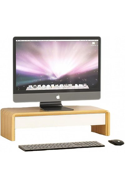 GENERAL SKY-TOUCH Monitor Stand Riser with Storage Drawer & Phone Slot, Folda...