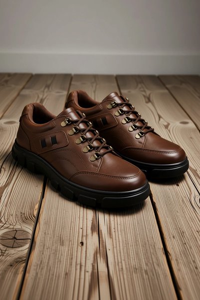 BENERLY Men's Lace-Up Genuine Leather Classic Casual Shoes with Non-Slip Sole...
