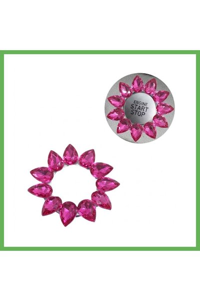 TheGencoo Crystal Droplet-Studded Start/Stop Button Ring, Pink GEN01