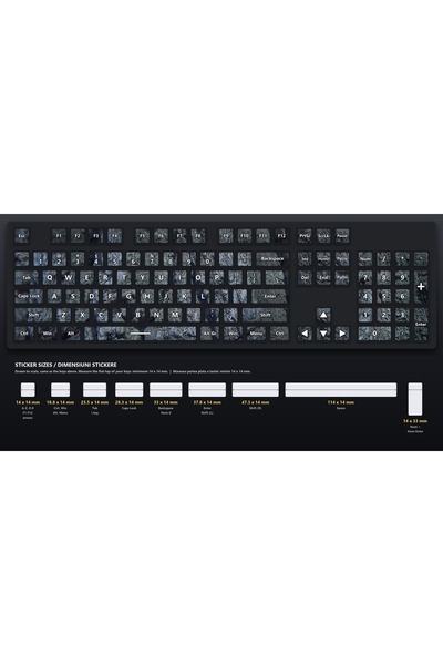 OEM Stickere Tastatura Scoarta de Copac Aspra, Set Complet cu Numpad, 14x14 m...