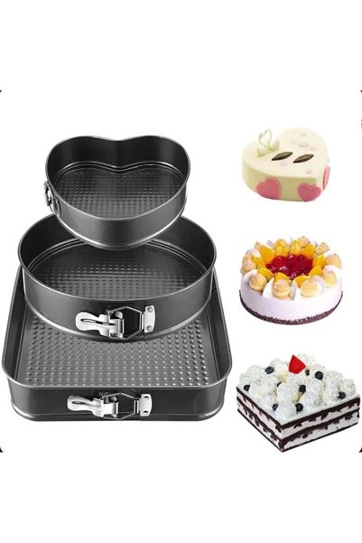 NO BRAND Pachet 2 buc - Set 3 tavi pentru prajituri, torturi, Fund detasabil,...