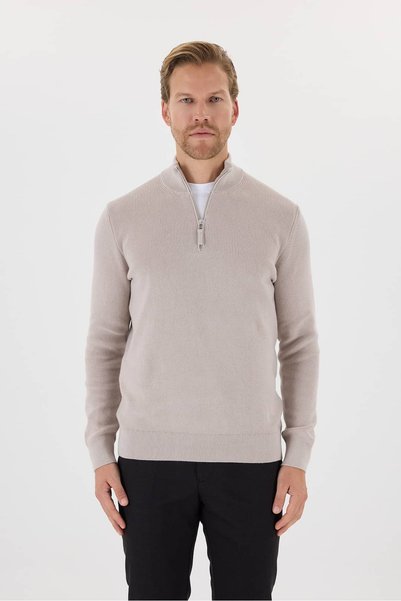 Paşahan Half-zip, 100% Cotton selanik knit Sweater