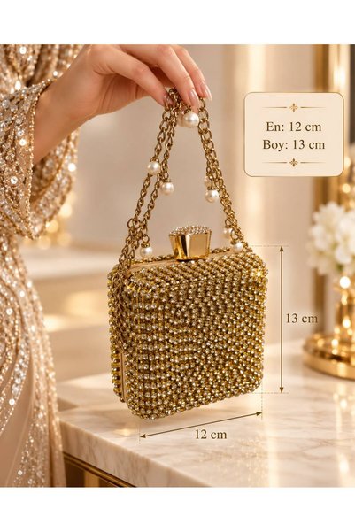 RAMAZAN YARDIMCI BAG COLLECTİON GOLD WOMEN'S EVENING BAG