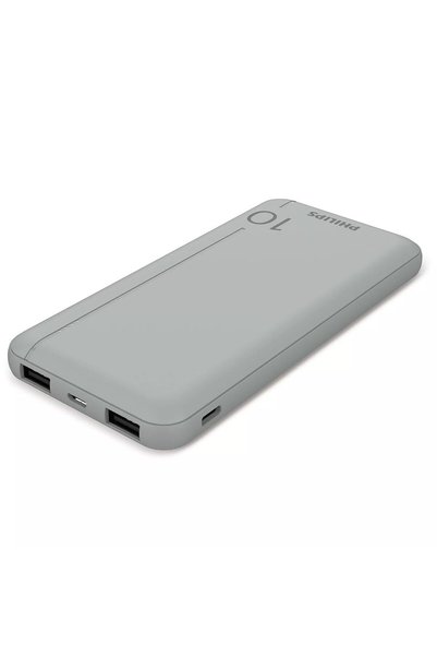 Philips DLP1812PV 10.000 mAh Powerbank 2xUSB-A 2.1A, USB-C Çıkış, PD - Gümüş