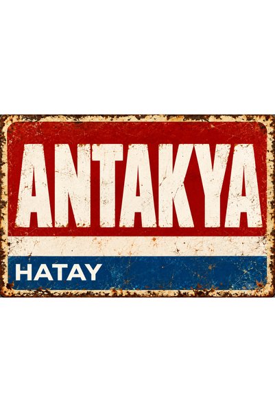 Lucena Tablou metalic retro Antakya, Hatay – Placă decorativă vintage cu denu...