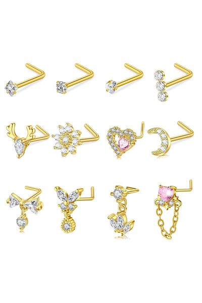 GENERAL Zolure 20 Gauge Nose Stud Rings Surgical Steel Nose Pin Bone Studs No...