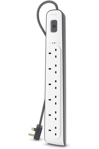 Belkin 6 Way/6 Plug Surge Protection Strip With 2 Meters Cord Length - Heavy ...