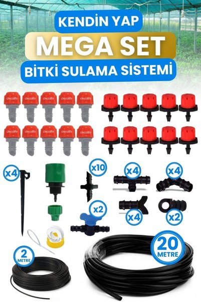 Depolife Bahçe Balkon Veranda Bitki Çiçek Damlama Nemlendirme Sulama Sisleme Püskürtme Hortum Sistem