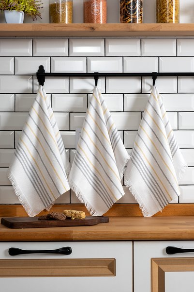 Denizli Concept Valencia 3-Stripe Dish Towel - Cotton Towel - 45x60 cm