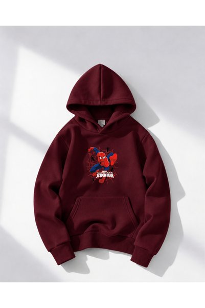 haha Oversize Hooded Spiderman Printed Sweatshirt for Boys