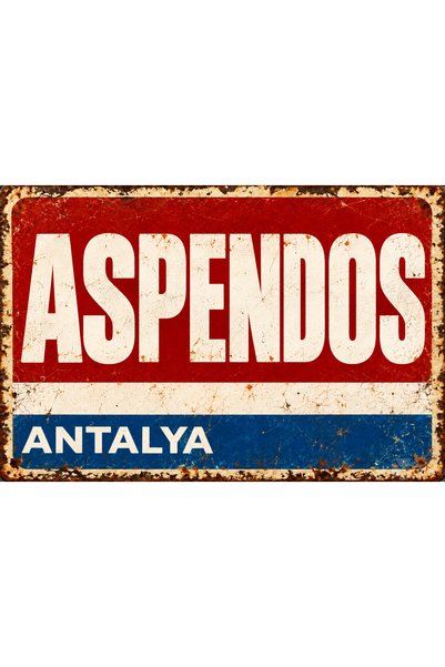 Lucena Tablou de perete metalic retro Aspendos Antalya, placă decorativă vint...