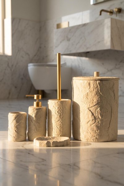 ACAR Laduree 5 Parça Banyo Seti Gri