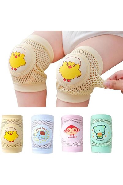ALMEKAQUZ 4PCS Baby Knee Pads, Cotton Material Mesh Design Breathable Knee Pa...