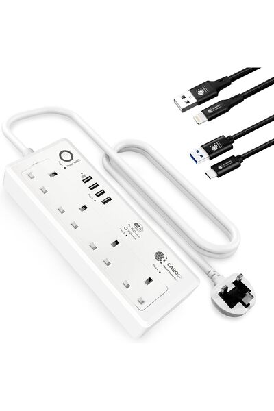 CAROSKI Power Extension Cord 4AC Outlets Smart Power Strip WIFI Extension Plu...