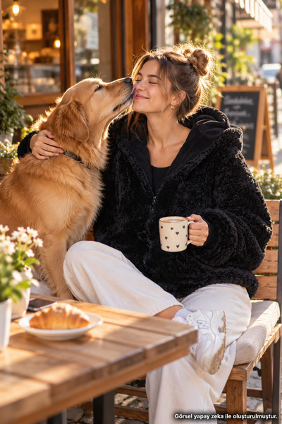 Özgüner Oyuncak Women's Hooded Plush Jacket, Zippered, Soft-Touch Teddy Coat.