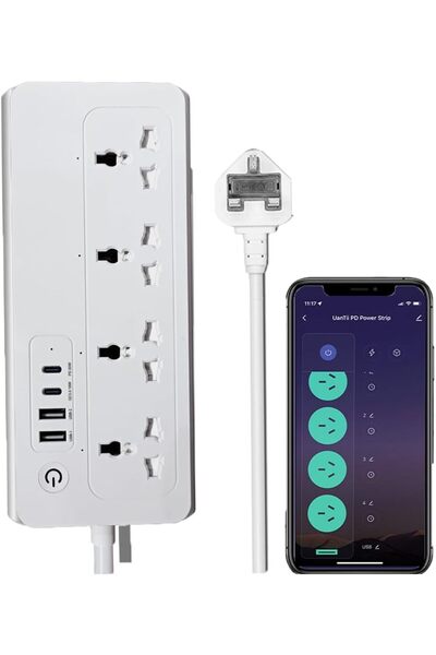 UanTii Tuya WiFi Smart Power Strip Surge Protector Smart Universal Power Exte...