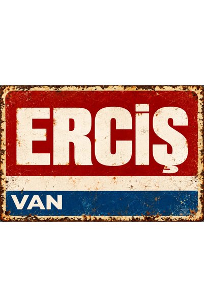 Lucena ERCİŞ VAN Placă decorativă de perete din metal cu aspect retro-vintage...