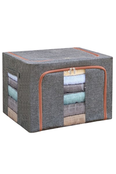 Evolium Cutie de depozitare pliabila, 100 L, 60x42x40 cm, Gri, Evolium, Cu fe...