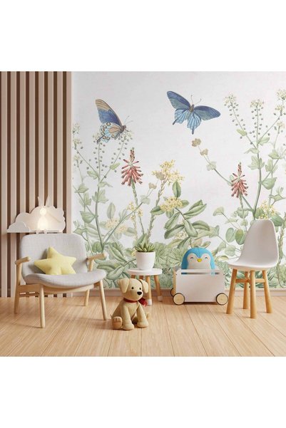 Updeco Tapet premium, model Fluturi (300x280 cm) - cu fluturi în grădină, ușo...